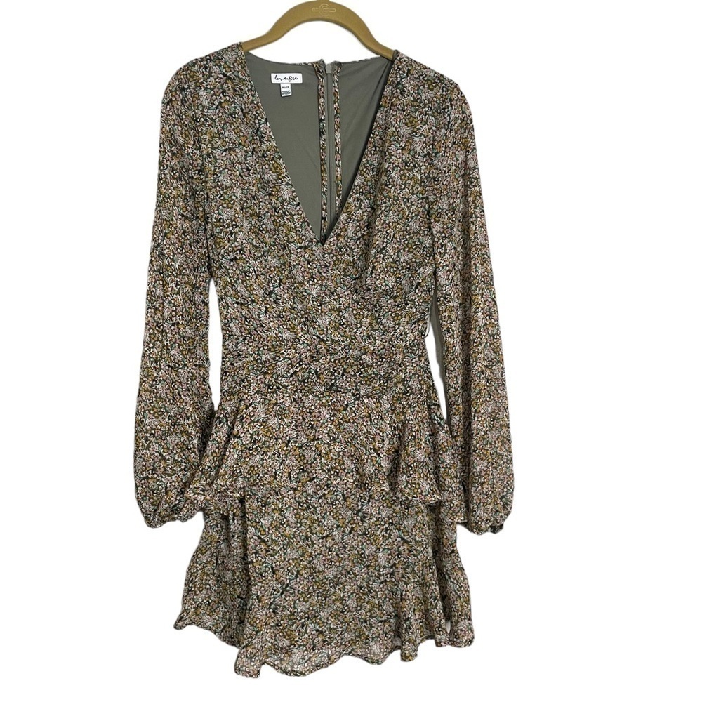 Love, Fire V Neck Floral Long Sleeve Dress XS
